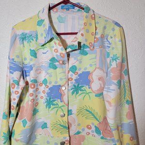 Cotton Connection Women's light cropped blazer Palm Beach Style Tropical 216